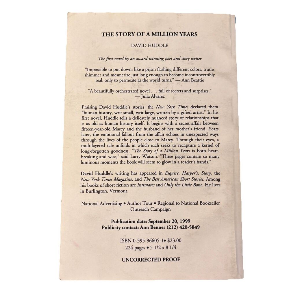 The Story of a Million Years by Huddle, David 1999 ARC Paperback Advance Copy - Picture 5 of 6